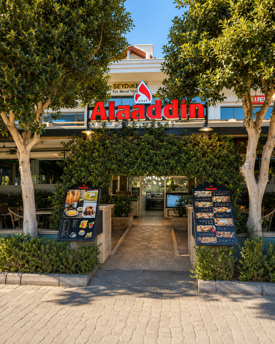 Chef Alaaddin restaurant entrance and warm welcoming façade